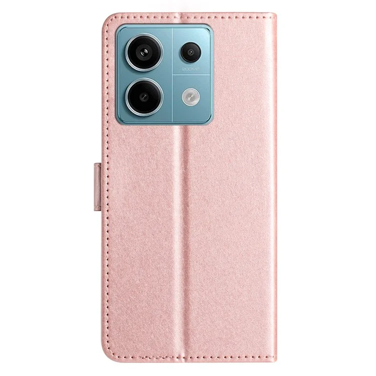 Per Xiaomi Redmi Note 13 5G Custodia Portafoglio in Pelle Flip Phone Cover Texture Seta - Rose Gold