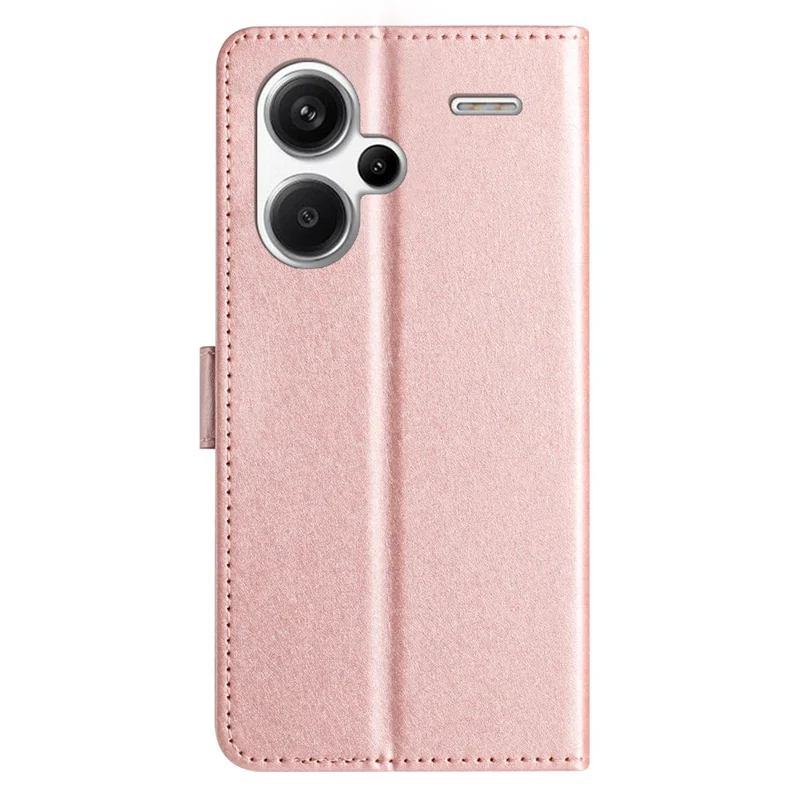 For Xiaomi Redmi Note 13 Pro+ 5G Case Wallet Leather Phone Cover Viewing Stand Wrist Strap - Rose Gold