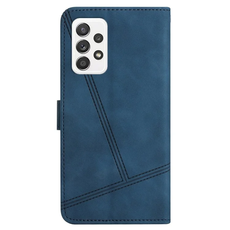 For Samsung Galaxy A52s 5G / A52 5G / 4G Skin-touch Feeling PU Leather Wallet Stand Phone Case Vintage Cell Phone Cover with Strap - Blue