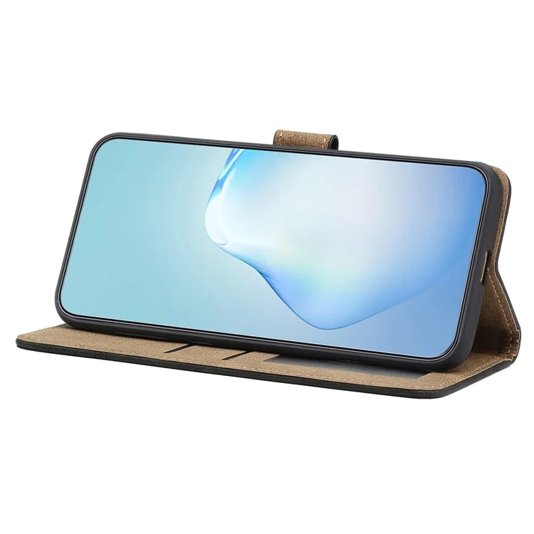 Support de Couverture Téléphonique Adapté à la Peau Pour Samsung Galaxy A13 5G, Case de Portefeuille de Téléphone à la Gamme de Style Puffre de Style Rétro Anti-automne - le Noir
