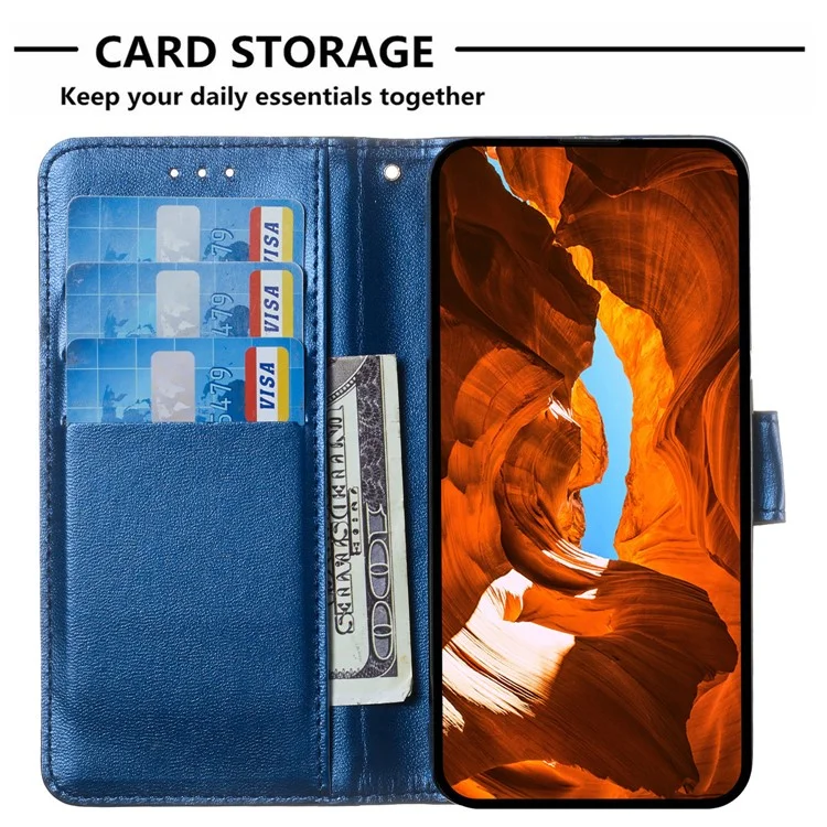Per Xiaomi Redmi Note 13 5G Case PU Leather Wallet Flip Phone Cover Solid Color - Blue