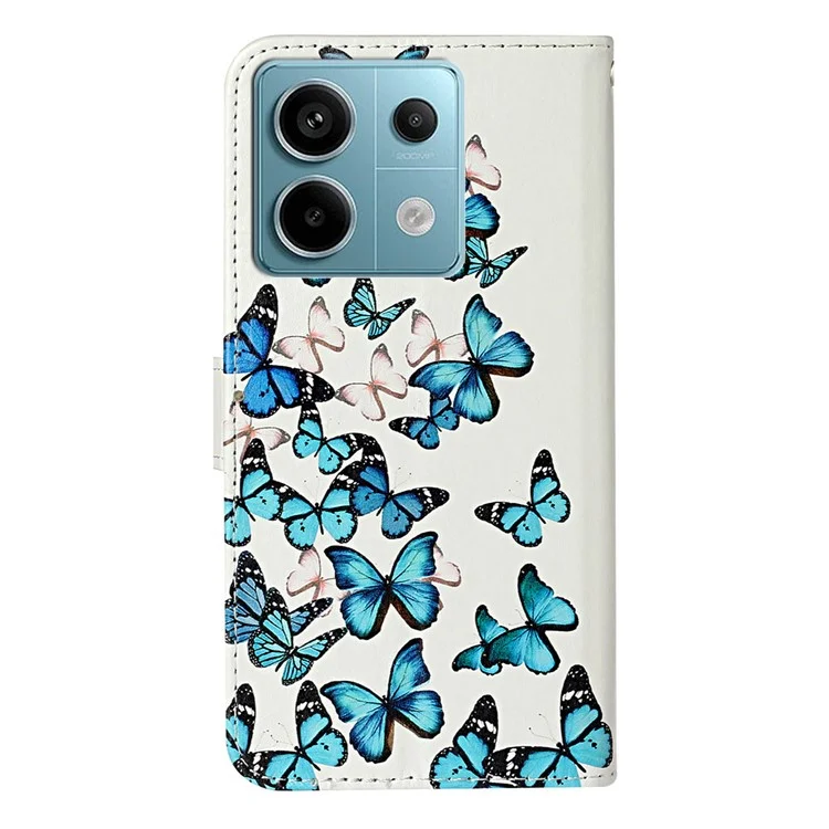 Para Xiaomi Redmi Note 13 5G Case Pattern Print Design Flip Wallet Leather Phone Cover - Blue Butterfly