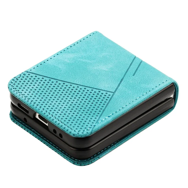 Pour Samsung Galaxy Z Flip5 5G Étui Bandoulière en Cuir PU à Motifs Triangulaires Mince Housse de Téléphone - Vert