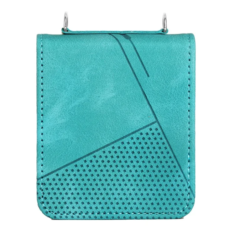 Pour Samsung Galaxy Z Flip5 5G Étui Bandoulière en Cuir PU à Motifs Triangulaires Mince Housse de Téléphone - Vert