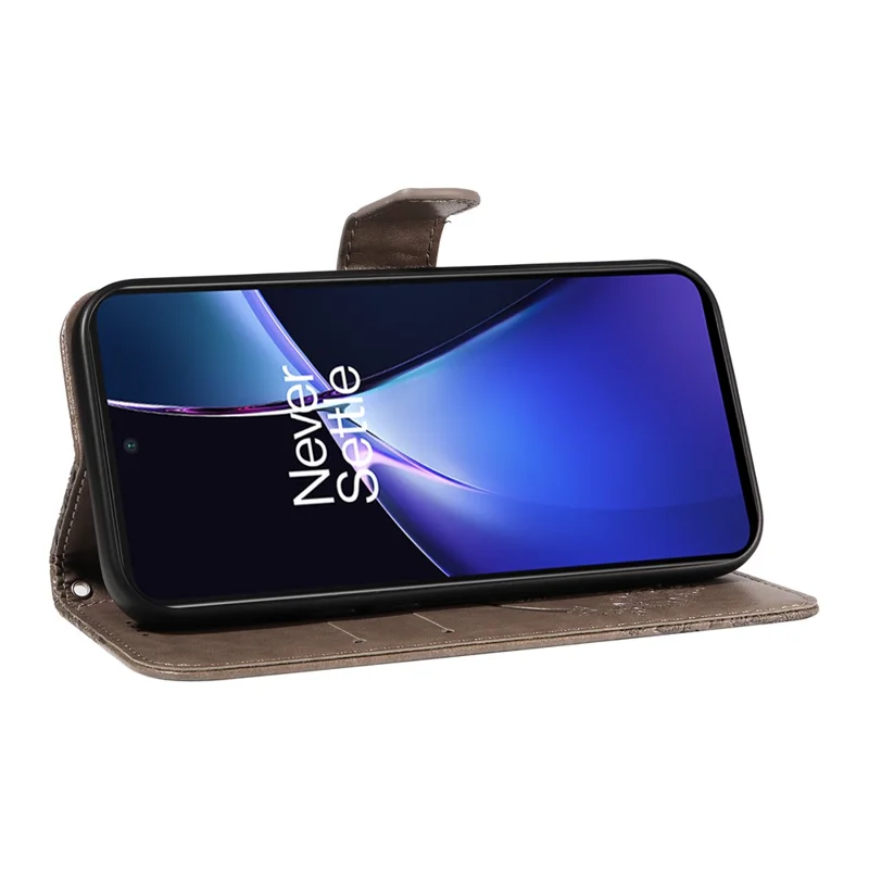 For OnePlus Nord CE4 Lite 5G / Oppo K12x 5G (China) Case Butterfly Pattern Leather Wallet Phone Cover - Grey