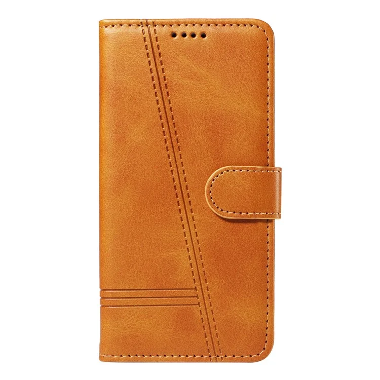 Per Samsung Galaxy M35 5G Case Wallet Card Slots Protective Leather Phone Cover T-Shape Lines - Giallo