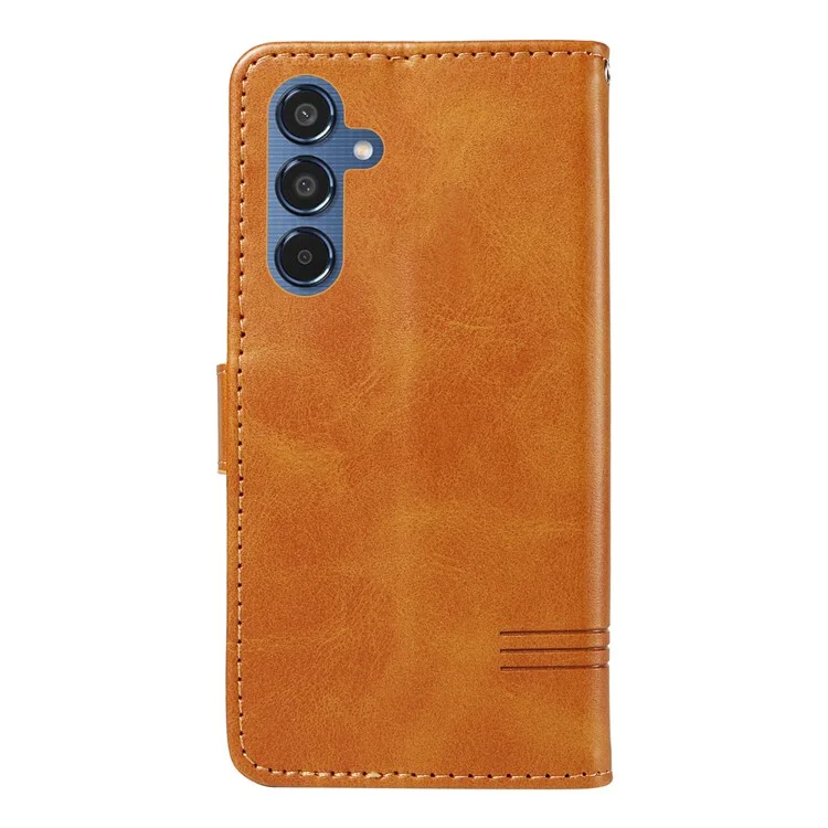 Per Samsung Galaxy M35 5G Case Wallet Card Slots Protective Leather Phone Cover T-Shape Lines - Giallo