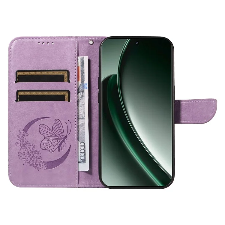 Per Realme GT 6 5G Case Butterfly Pattern Leather Wallet Flip Phone Cover - Viola Chiaro