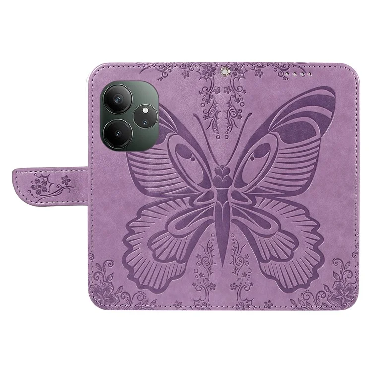 Per Realme GT 6 5G Case Butterfly Pattern Leather Wallet Flip Phone Cover - Viola Chiaro