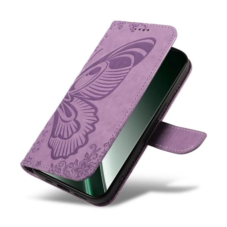 Per Realme GT 6 5G Case Butterfly Pattern Leather Wallet Flip Phone Cover - Viola Chiaro