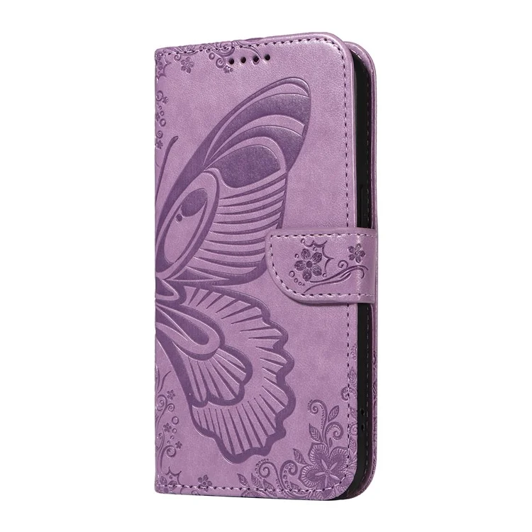Per Realme GT 6 5G Case Butterfly Pattern Leather Wallet Flip Phone Cover - Viola Chiaro