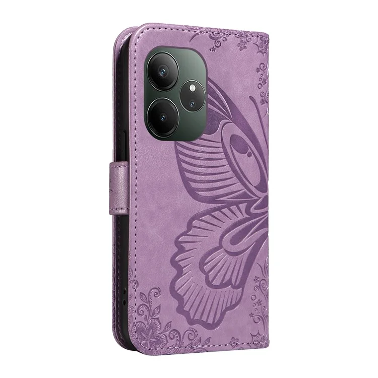 Per Realme GT 6 5G Case Butterfly Pattern Leather Wallet Flip Phone Cover - Viola Chiaro
