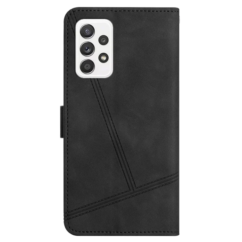 For Samsung Galaxy A32 4G (EU Version) Shockproof Vintage Cover Skin-touch Feeling PU Leather Wallet Stand Phone Case - Black