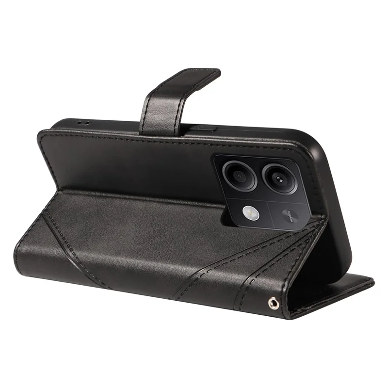 For Xiaomi Redmi Note 13 5G Case Geometric Line Leather Wallet Phone Cover - Black