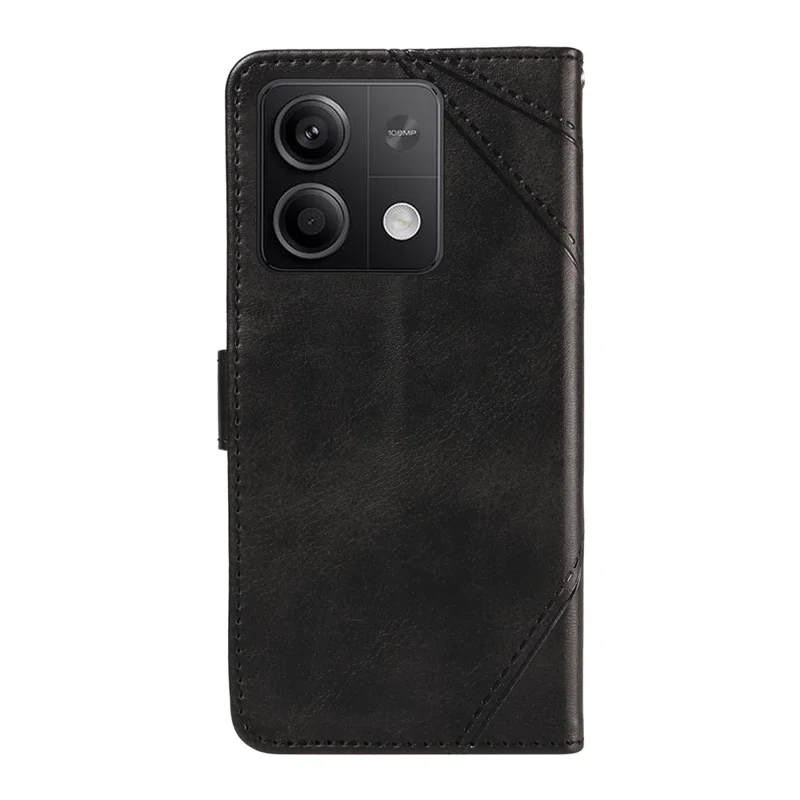 For Xiaomi Redmi Note 13 5G Case Geometric Line Leather Wallet Phone Cover - Black