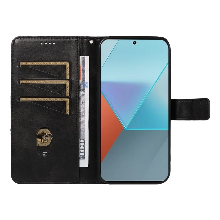 For Xiaomi Poco X6 5G / Redmi Note 13 Pro 5G Case Protective Geometric Line Leather Phone Cover - Black