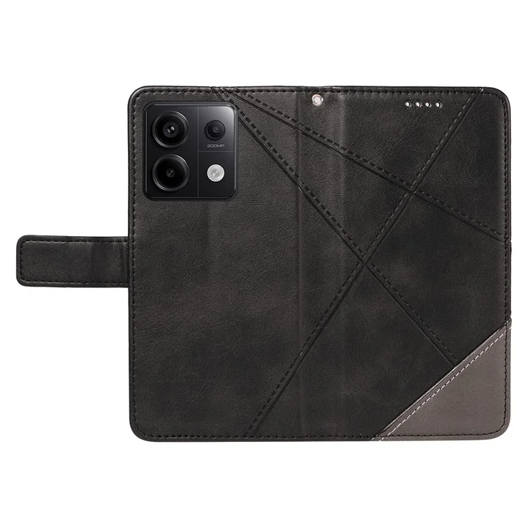 For Xiaomi Poco X6 5G / Redmi Note 13 Pro 5G Case Protective Geometric Line Leather Phone Cover - Black