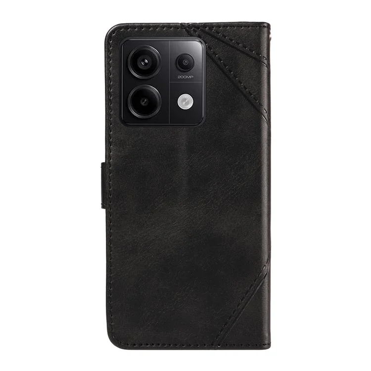 For Xiaomi Poco X6 5G / Redmi Note 13 Pro 5G Case Protective Geometric Line Leather Phone Cover - Black