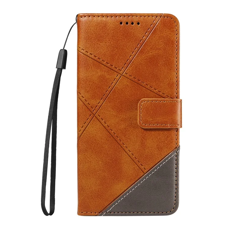 For Samsung Galaxy A15 5G Case Flip Geometric Line Leather Phone Cover - Brown