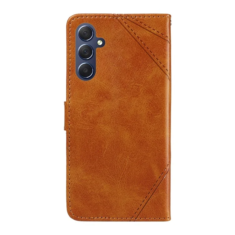 For Samsung Galaxy A15 5G Case Flip Geometric Line Leather Phone Cover - Brown
