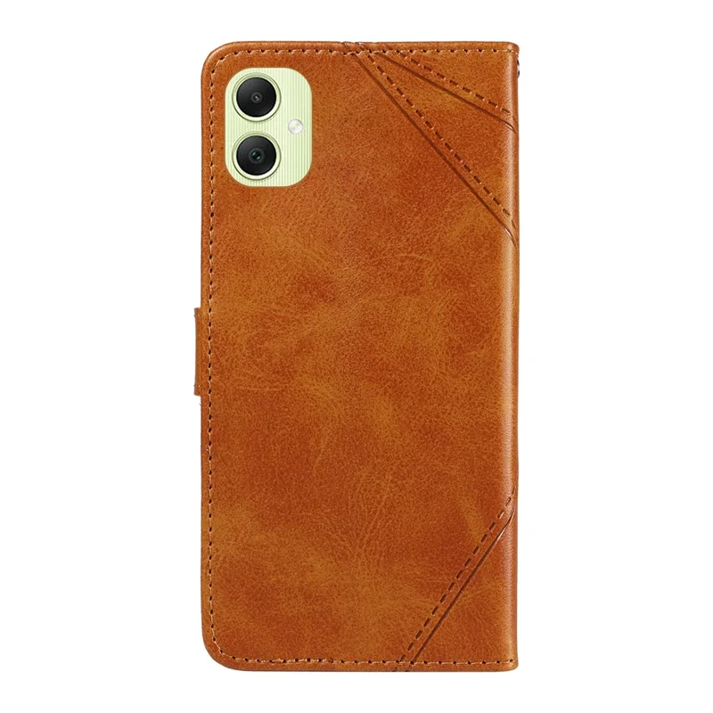 For Samsung Galaxy A05 4G Case Folding Stand Leather Phone Cover Geometric Line - Brown