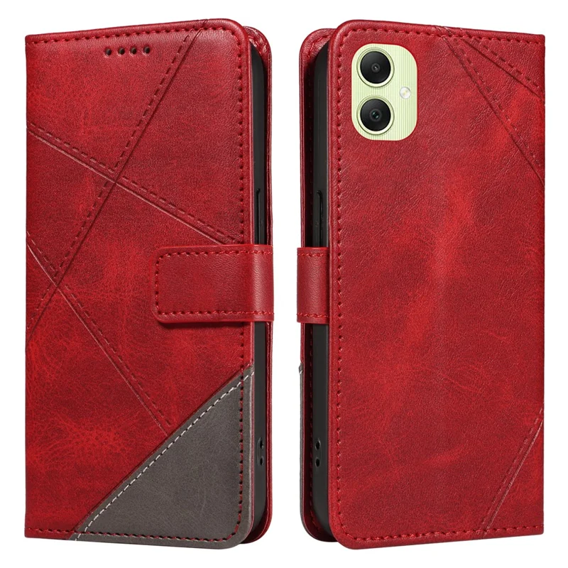 For Samsung Galaxy A05 4G Case Folding Stand Leather Phone Cover Geometric Line - Red