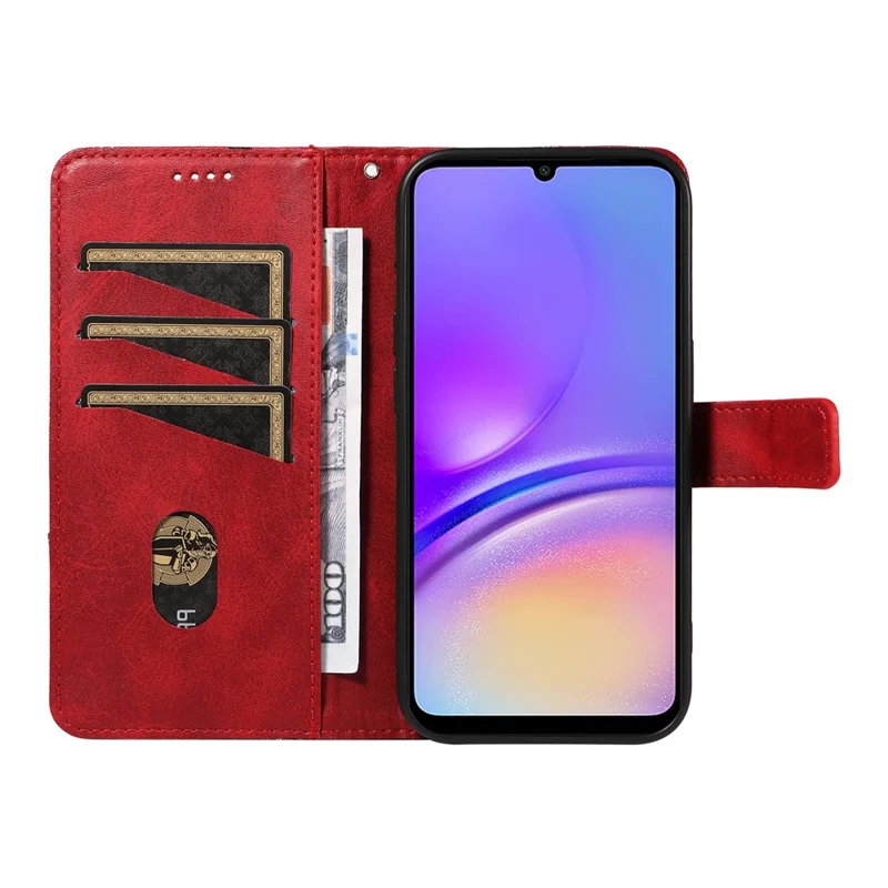 For Samsung Galaxy A05 4G Case Folding Stand Leather Phone Cover Geometric Line - Red