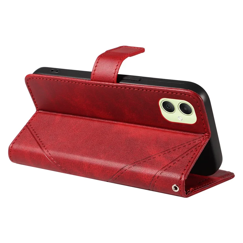 For Samsung Galaxy A05 4G Case Folding Stand Leather Phone Cover Geometric Line - Red