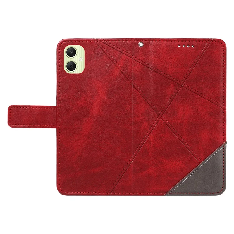 For Samsung Galaxy A05 4G Case Folding Stand Leather Phone Cover Geometric Line - Red