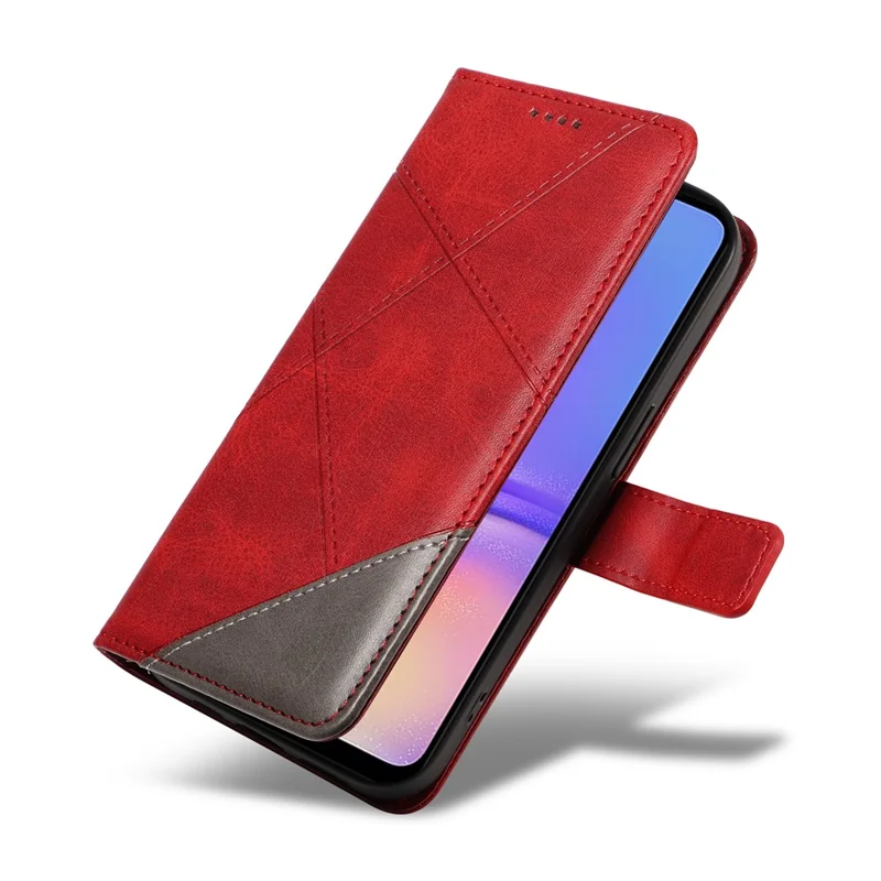 For Samsung Galaxy A05 4G Case Folding Stand Leather Phone Cover Geometric Line - Red