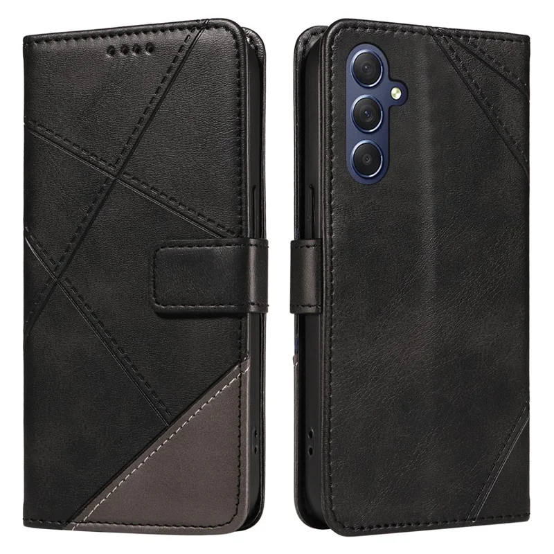 For Samsung Galaxy A05s 4G Case Wallet Shockproof Leather Phone Cover Geometric Line - Black