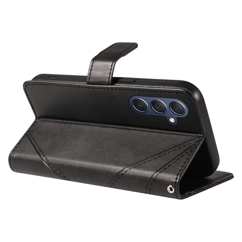 For Samsung Galaxy A05s 4G Case Wallet Shockproof Leather Phone Cover Geometric Line - Black