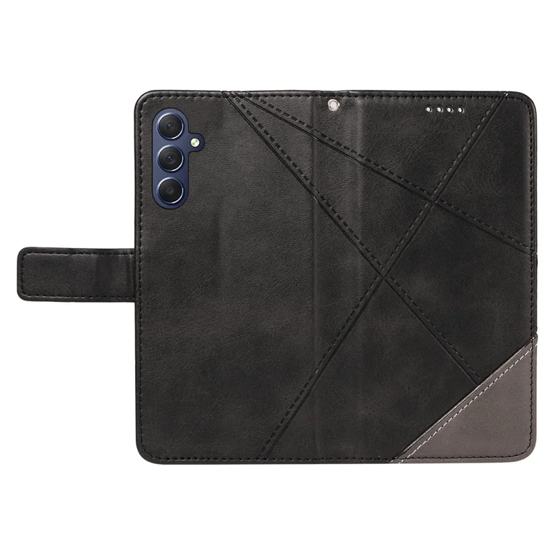 For Samsung Galaxy A05s 4G Case Wallet Shockproof Leather Phone Cover Geometric Line - Black