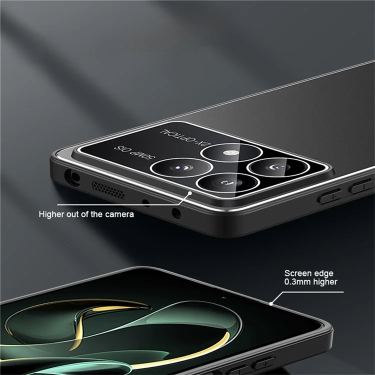 For Xiaomi Poco F6 Pro 5G / Redmi K70 5G / K70 Pro 5G Case PC+TPU Matte Back Phone Cover with Lens Film - Black