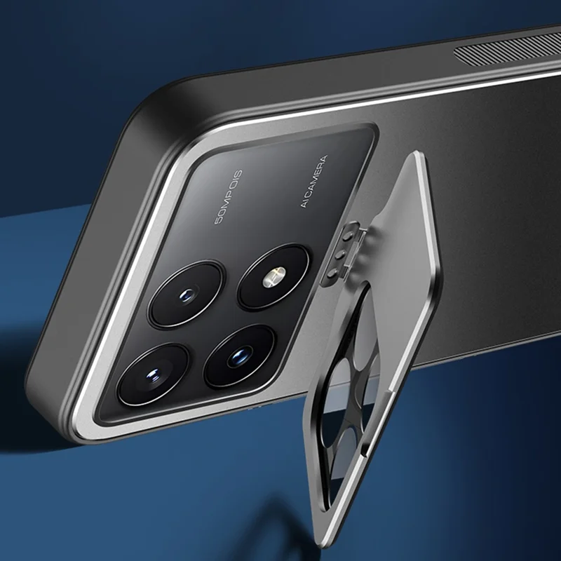 For Xiaomi Poco F6 Pro 5G / Redmi K70 5G / K70 Pro 5G Case with Lens Kickstand Shockproof PC+TPU Phone Cover - Blue