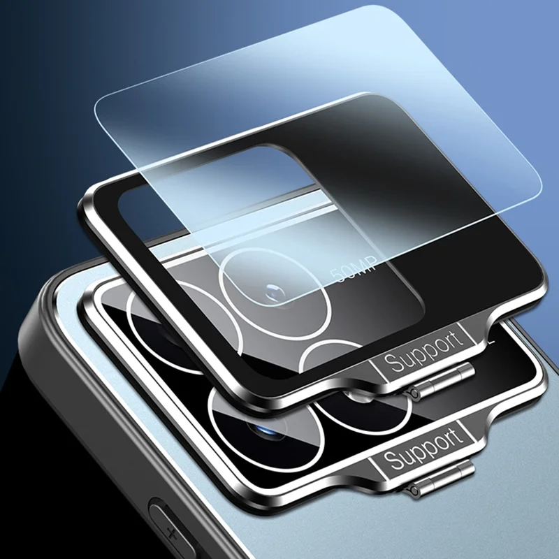 For Xiaomi Poco F6 Pro 5G / Redmi K70 5G / K70 Pro 5G Case with Lens Kickstand Shockproof PC+TPU Phone Cover - Blue