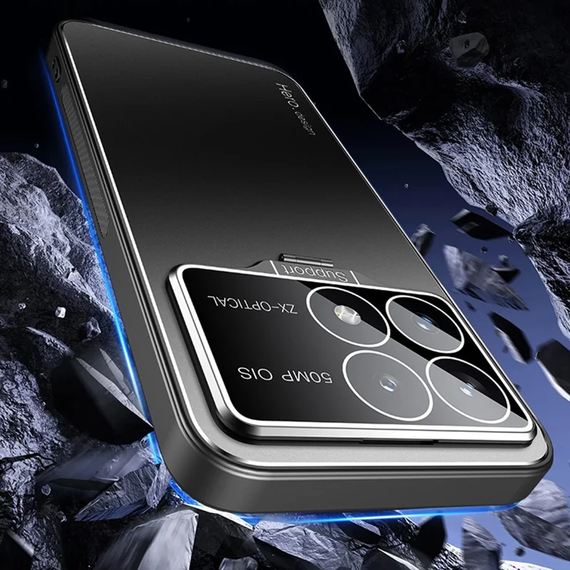 For Xiaomi Poco F6 Pro 5G / Redmi K70 5G / K70 Pro 5G Case with Lens Kickstand Shockproof PC+TPU Phone Cover - Blue