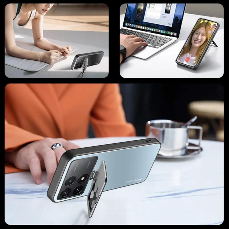 For Xiaomi Poco F6 Pro 5G / Redmi K70 5G / K70 Pro 5G Case with Lens Kickstand Shockproof PC+TPU Phone Cover - Blue