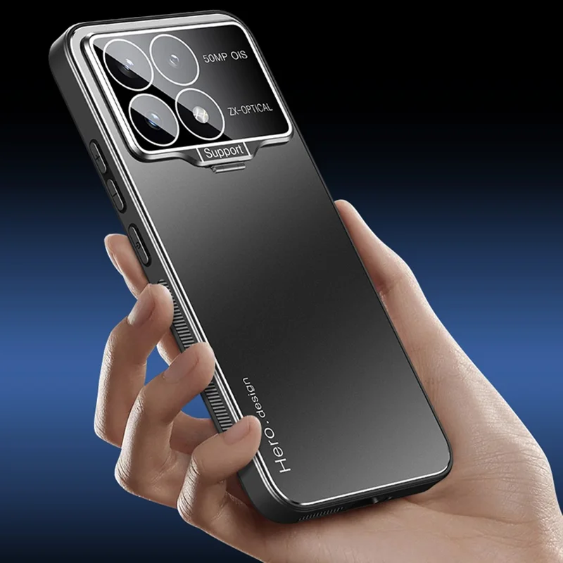 For Xiaomi Poco F6 Pro 5G / Redmi K70 5G / K70 Pro 5G Case with Lens Kickstand Shockproof PC+TPU Phone Cover - Blue