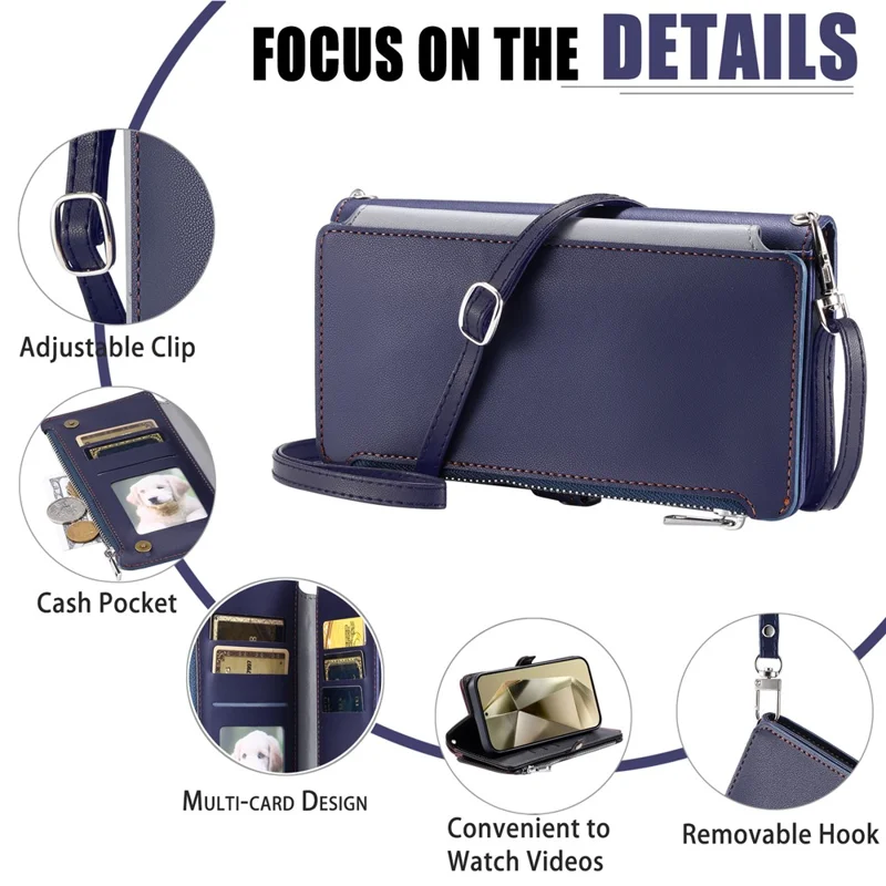 015 Style For Samsung Galaxy A25 5G (Global) (161.0 X 76.5 X 8.3mm) Phone Case Leather Wallet Cover - Blue