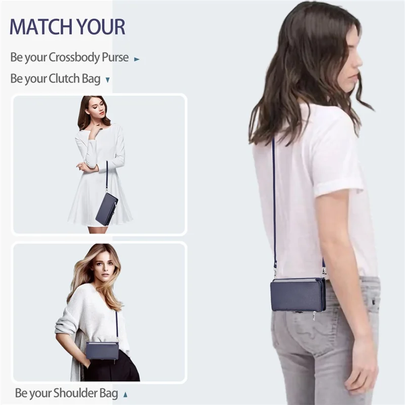 015 Style For Samsung Galaxy A25 5G (Global) (161.0 X 76.5 X 8.3mm) Phone Case Leather Wallet Cover - Blue