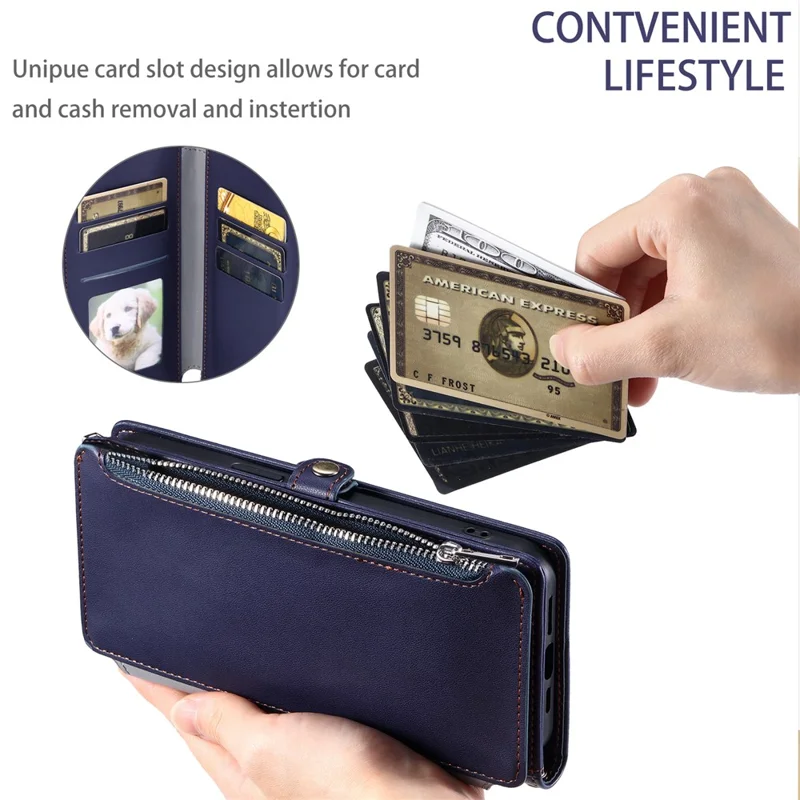 015 Style For Samsung Galaxy A25 5G (Global) (161.0 X 76.5 X 8.3mm) Phone Case Leather Wallet Cover - Blue