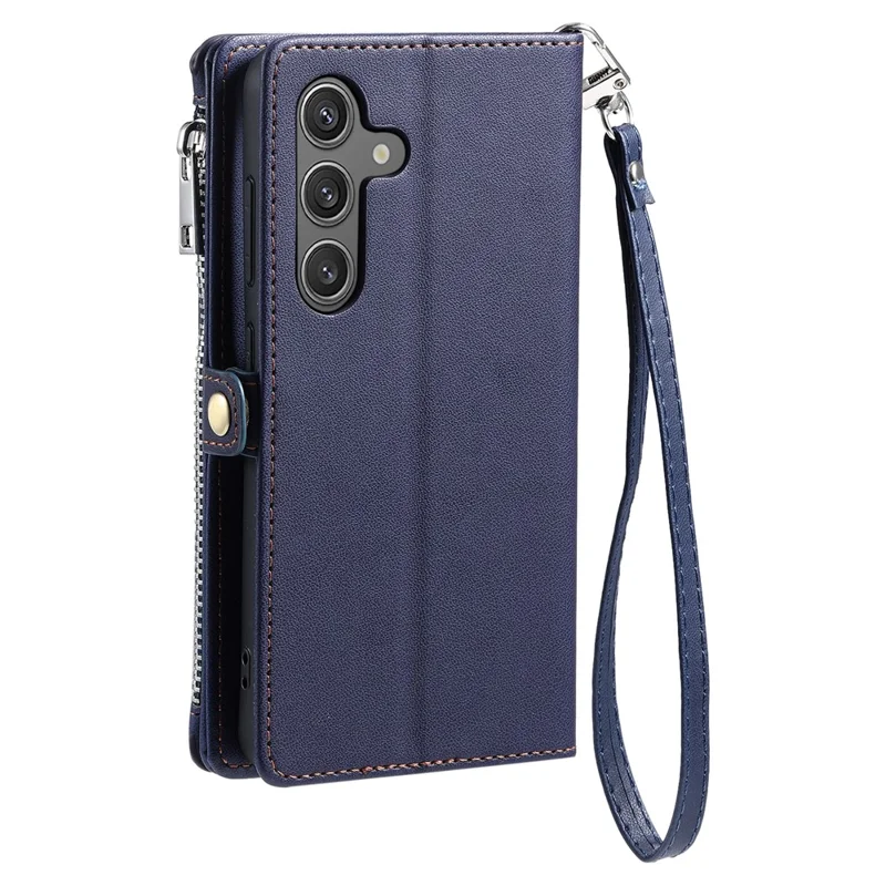 015 Style For Samsung Galaxy A25 5G (Global) (161.0 X 76.5 X 8.3mm) Phone Case Leather Wallet Cover - Blue