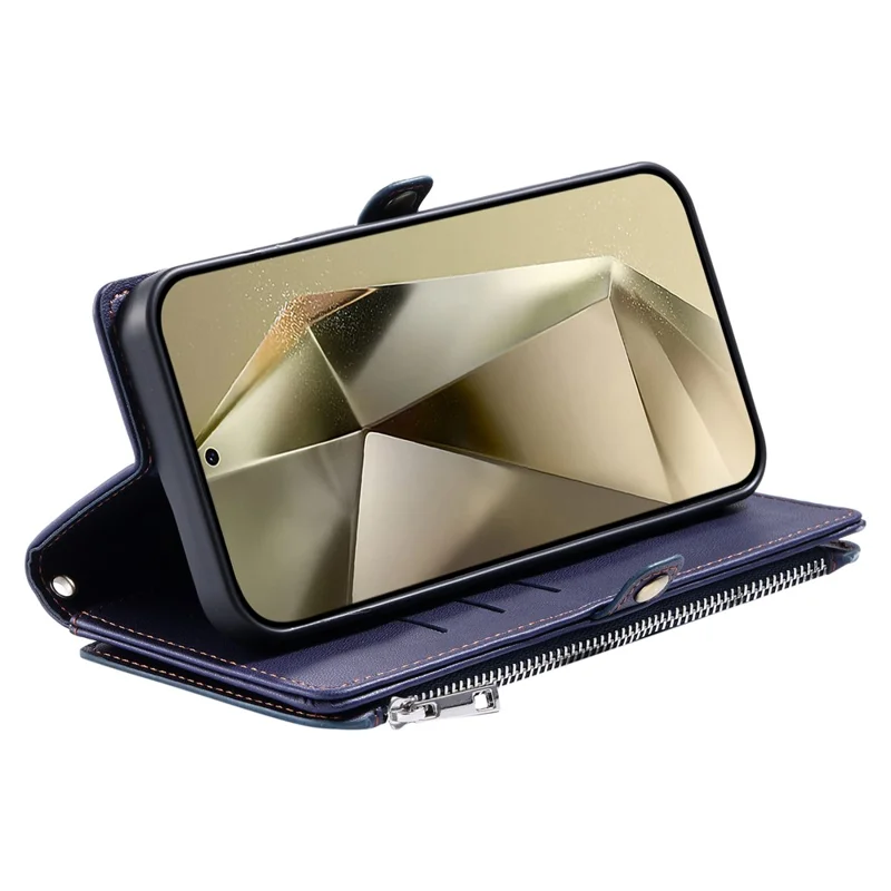 015 Style For Samsung Galaxy A25 5G (Global) (161.0 X 76.5 X 8.3mm) Phone Case Leather Wallet Cover - Blue