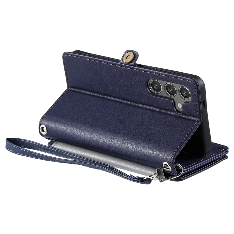 015 Style For Samsung Galaxy A25 5G (Global) (161.0 X 76.5 X 8.3mm) Phone Case Leather Wallet Cover - Blue