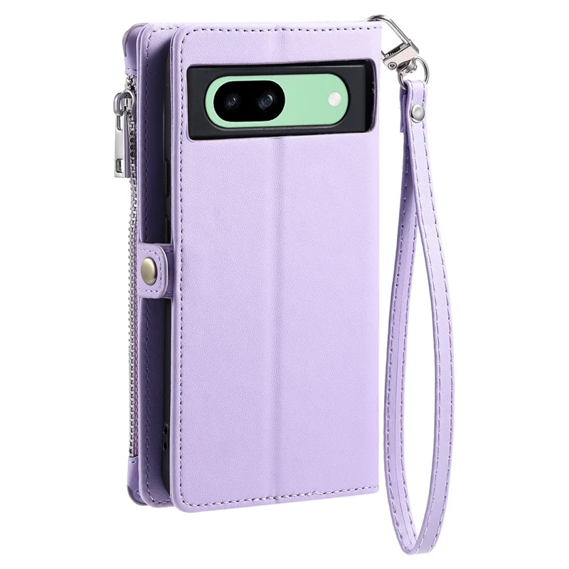 015 Style For Google Pixel 8a Wallet Case Drop-Proof Leather Phone Cover - Purple