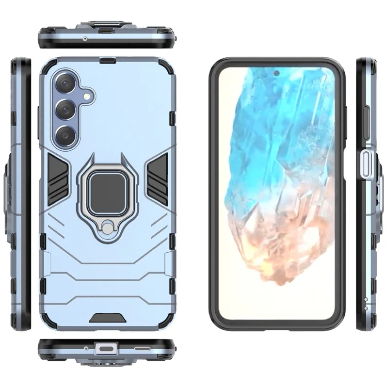 For Samsung Galaxy M35 5G Case Ring Kickstand PC+TPU Protective Phone Cover - Blue