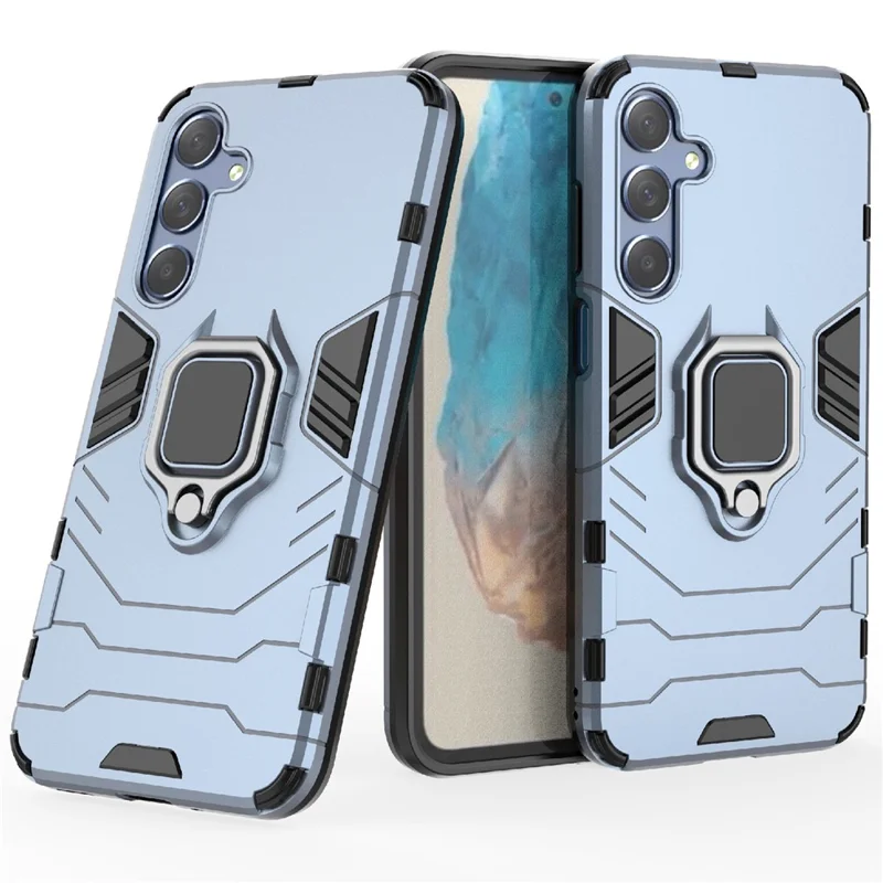 For Samsung Galaxy M35 5G Case Ring Kickstand PC+TPU Protective Phone Cover - Blue