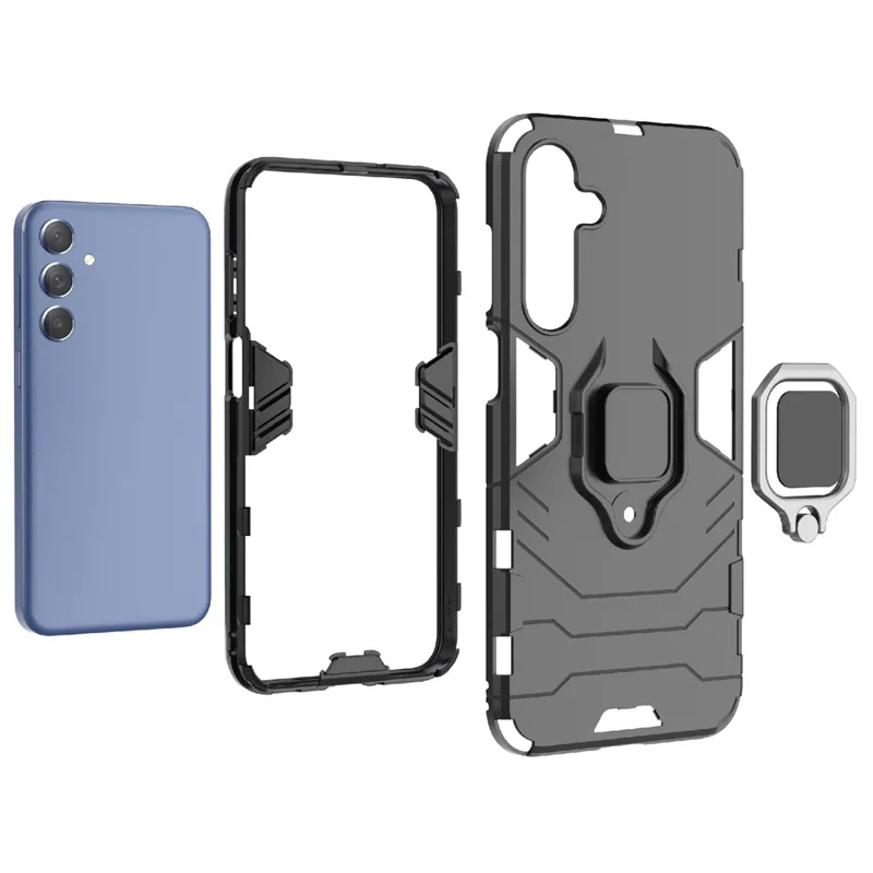 For Samsung Galaxy M35 5G Case Ring Kickstand PC+TPU Protective Phone Cover - Blue