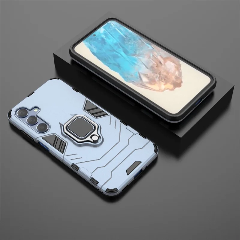 For Samsung Galaxy M35 5G Case Ring Kickstand PC+TPU Protective Phone Cover - Blue